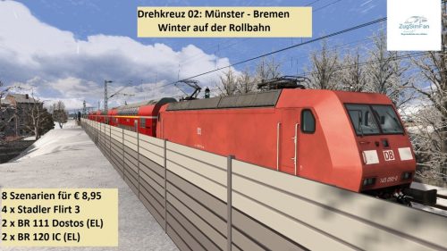[ZugSimFan] Neues Szenariopaket „Drehkreuz 01: Münster – Bremen Winter auf der Rollbahn“